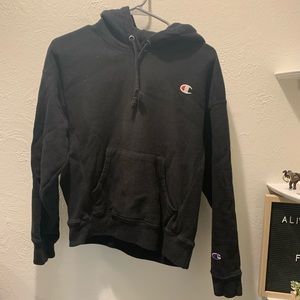 Black Cropped Champion Hoodie